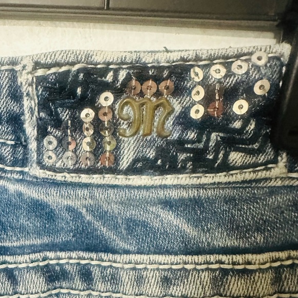 Y2K Miss Me 27x30” Thick Stitch Embellished Jeans McBling Cowgirl Grunge 2000s - Picture 7 of 8